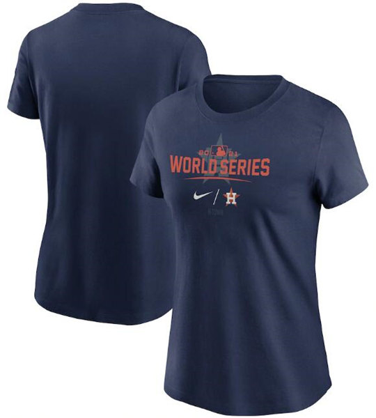 Women's Houston Astros 2021 Navy World Series Bound Collection Dugout T-Shirt(Run Small)